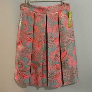 NWT Gianni Bini Stacey Knockout Pink Pleated A-Line Skirt, Size 6
